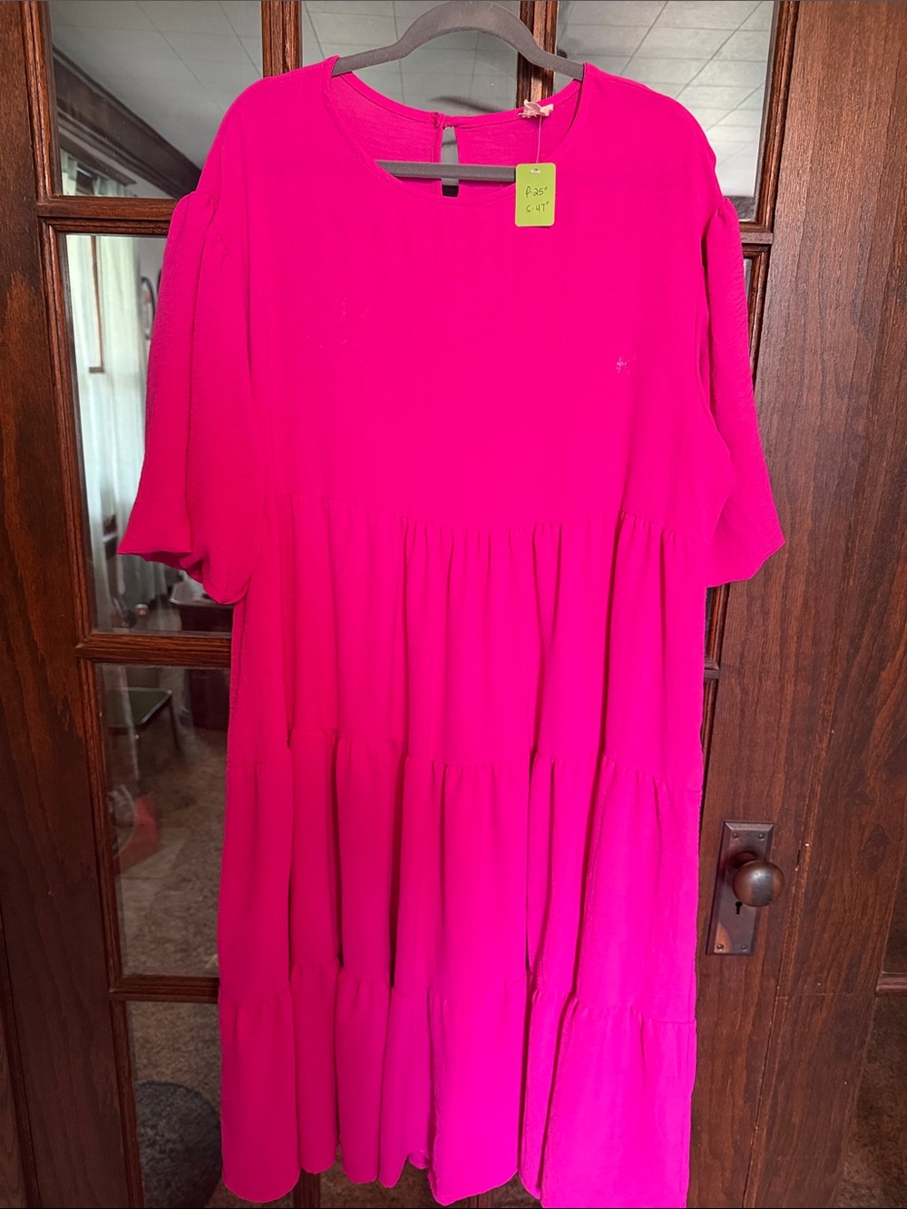 Women's Bright Pink Tiered Maxi Dress
